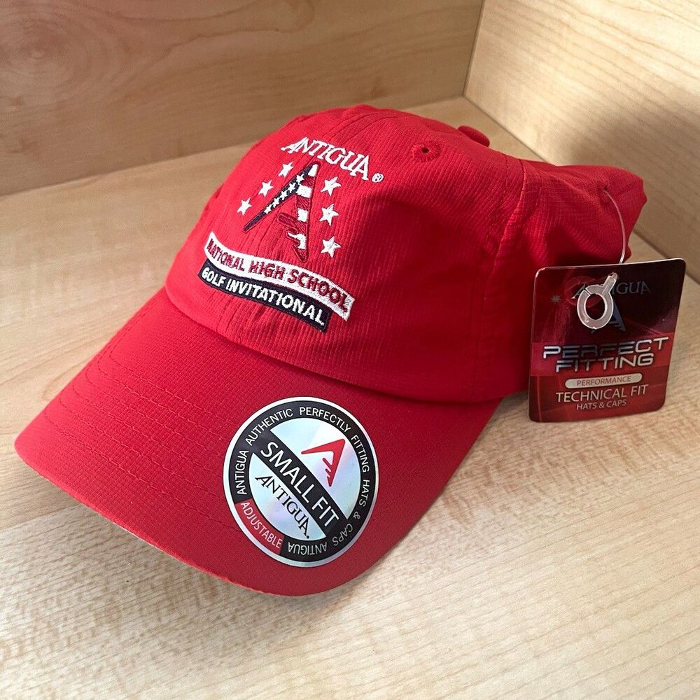 NWT Antigua National High School Golf Invitational Hat Cap Red Small Fit Adjust
